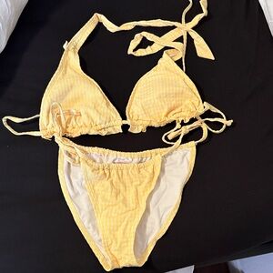 Yellow Striped Bikini Set